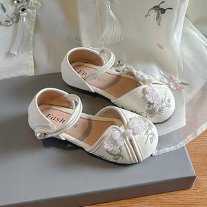 Chinese Style Girl Kids Ethnic Dress Sandal – White