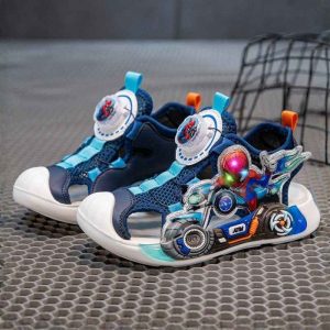Closed Toe Soft Glowing Spider-Man Kids Sandal – Blue