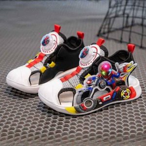 Closed Toe Soft Glowing Spider-Man Kids Sandal – Red