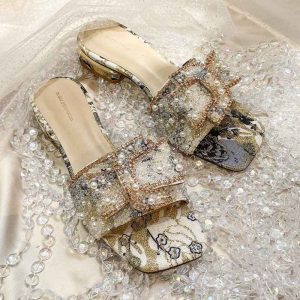 Festive Trend Pearl Work Stylish Sandal – Beige
