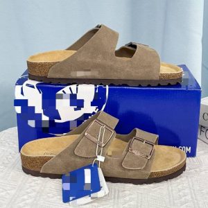 Foreign Trend Suede Leather Strap Sandal – Gray Green