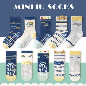 Haibin Didi Auto Non-slip 1-3 Years Baby Floor Socks – Mixed Color (5 Pair)