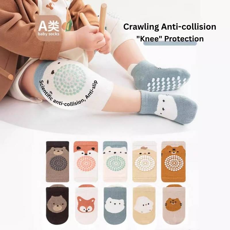 Non-slip Soft 1.5 Year Baby Socks with Knee Pads