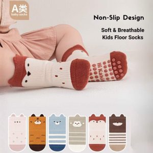 Spring Style Non-slip 1-3 Years Baby Floor Socks – Mixed Color (5 Pair)
