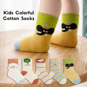 Spring Style Soft Cotton Toddlers Cartoon Socks – Mixed Color (5 Pair)
