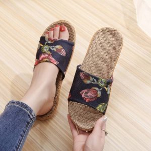 Spring Trend Soft-soled Fabric Indoor Slider – Dark Blue