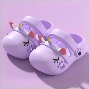 Unicorn Non-slip Soft Kids Cartoon Clog Shoe – Purple