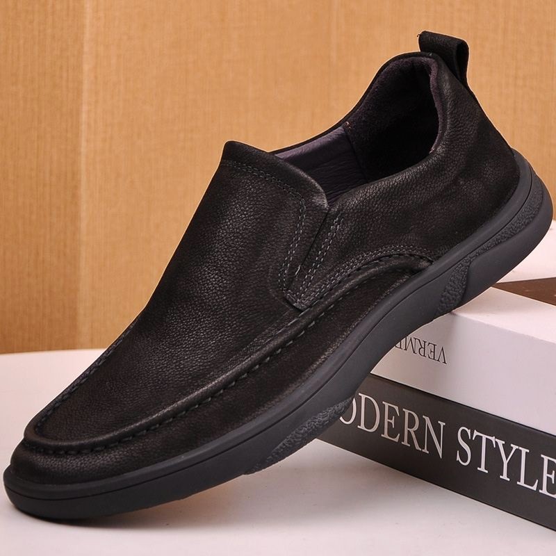 British Style Retro Cosy Soft Leather Loafer - Black