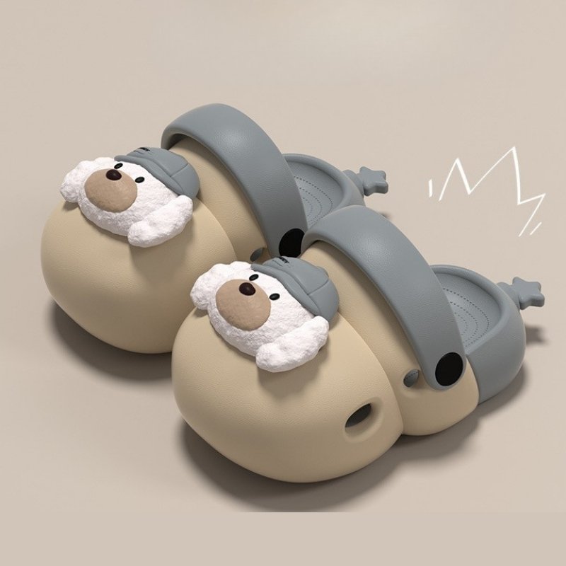 Summer Trendy Soft Kids Cartoon Clog Shoe - Beige Gray