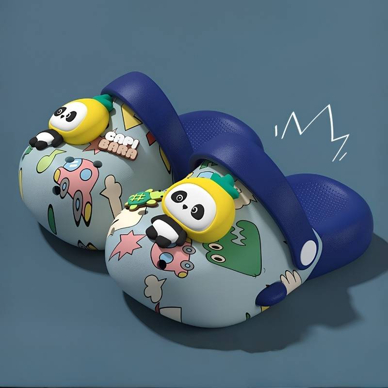 Kids Printed Soft Panda Cartoon Clog Shoe - Blue