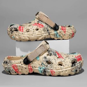 Lightweight Soft Mens Printed Sports Clog – Khaki