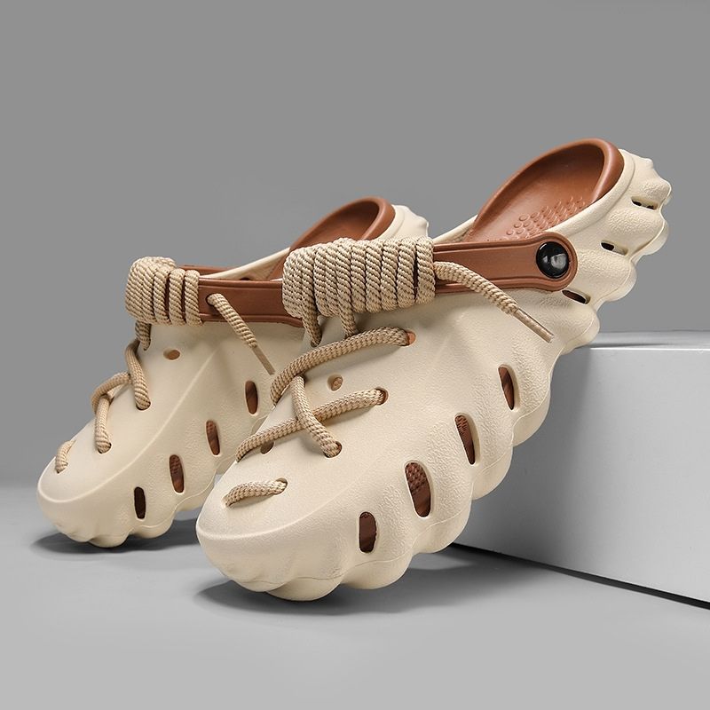 Retro Style Mens Trendy Casual Clog - Khaki