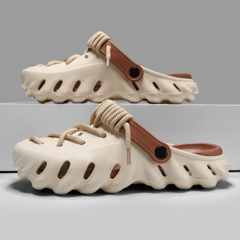 Retro Style Mens Trendy Casual Clog - Khaki