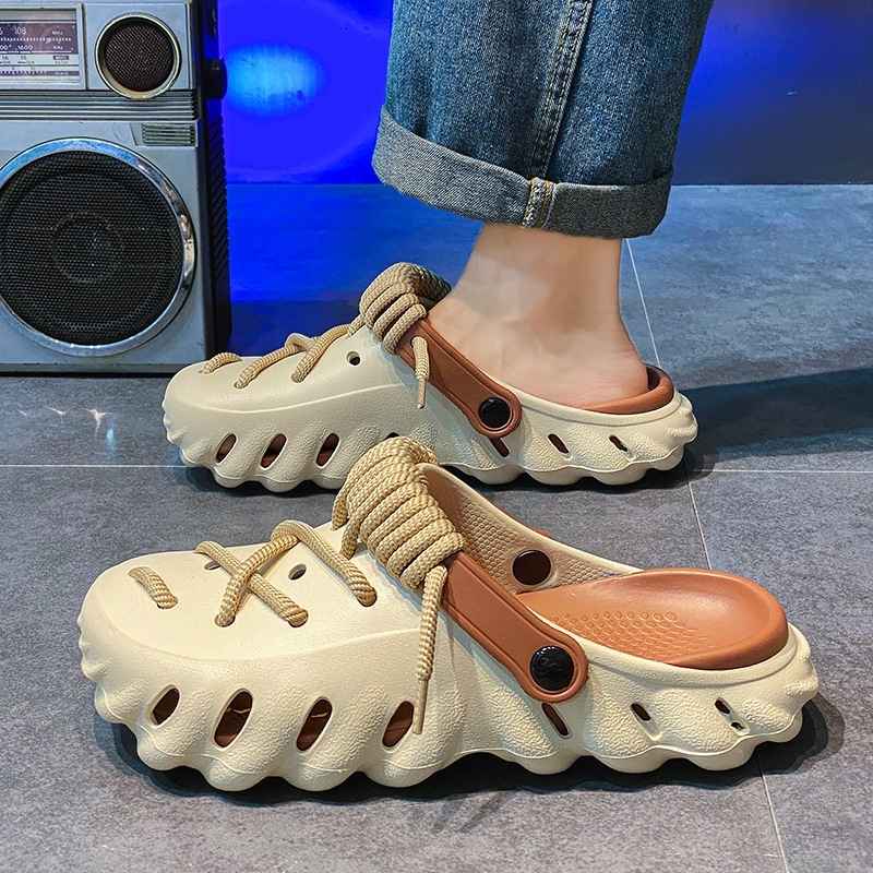 Retro Style Mens Trendy Casual Clog - Khaki