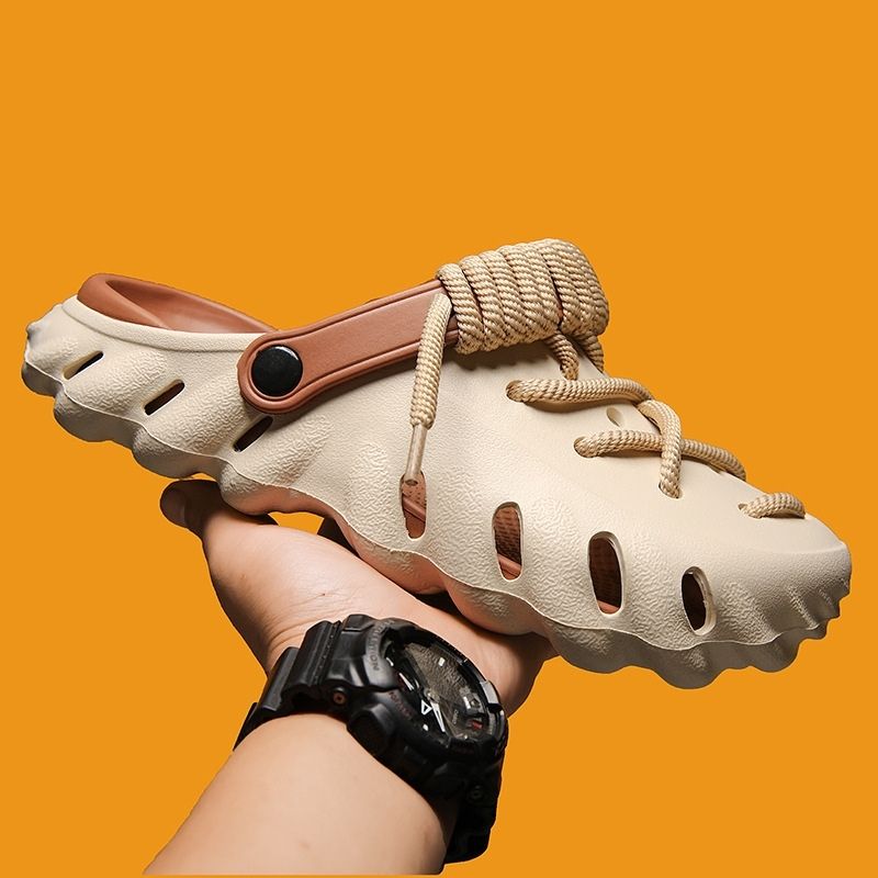 Retro Style Mens Trendy Casual Clog - Khaki