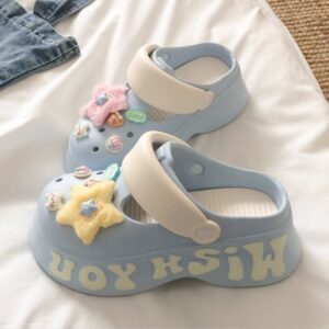 Womens Comfortable Star Platform Clog – Blue