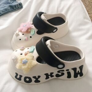 Womens Comfortable Star Platform Clog – White