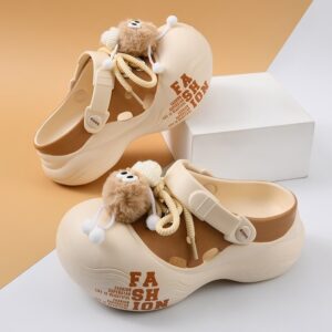 Womens European Trend Soft Casual Clog – Beige Brown