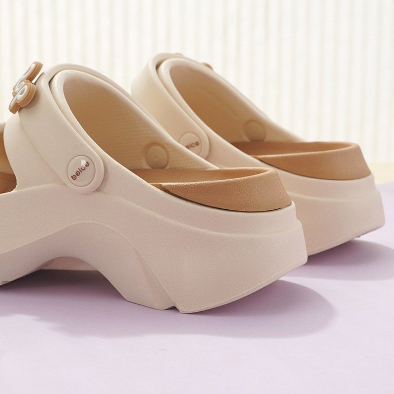 Womens Summer Trend Soft Platform Clog - Beige